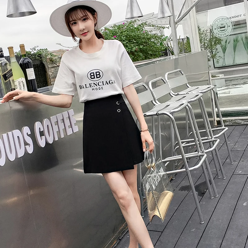 Женская юбка с металлическим кольцом RUGOD повседневная выше колена высокой талией