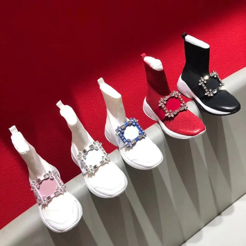 Новейший брендовый носок женские ботинки на танкетке повседневная обувь