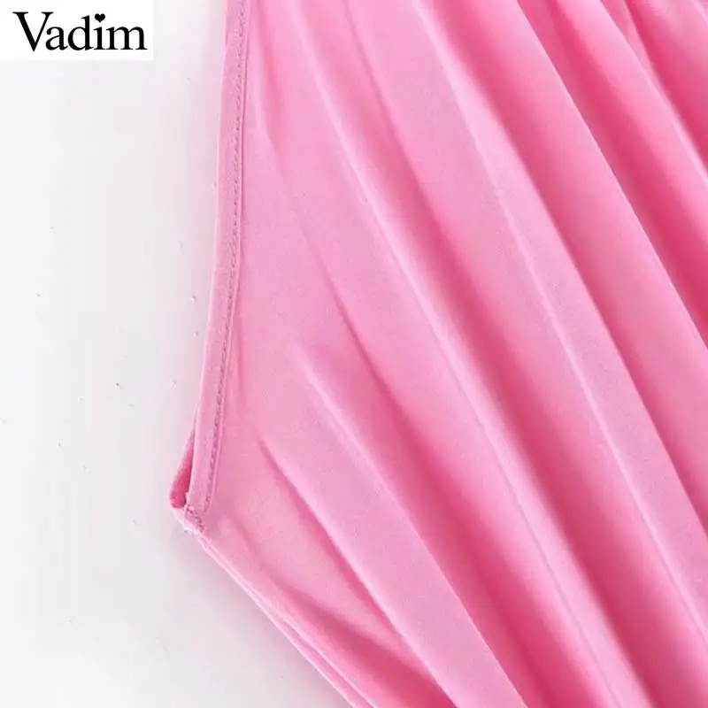 Вадим женские стильные v-образным вырезом одноцветное плиссированное платье