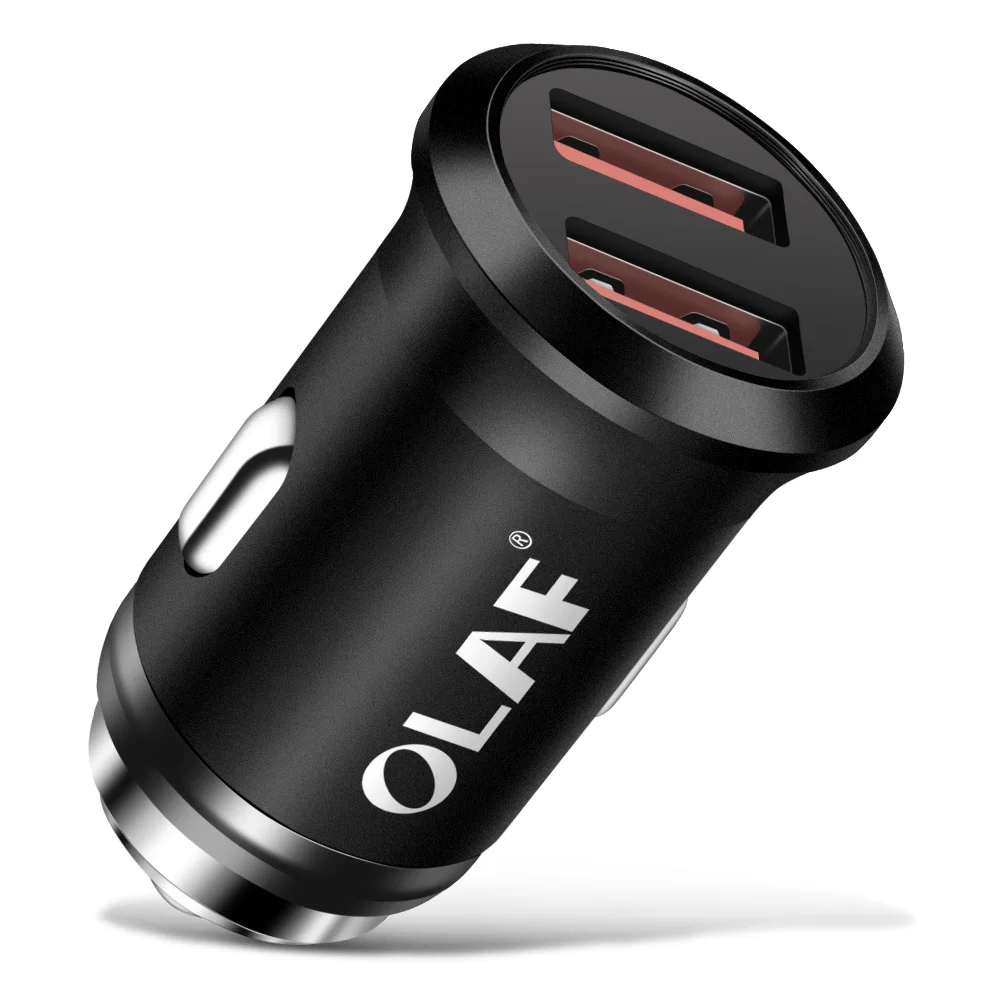 OLAF мини USB Автомобильное зарядное устройство для мобильного телефона планшет 2.4A быстрая зарядка автомобильное зарядное устройство двойной USB Автомобильное зарядное устройство адаптер в автомобиле - Тип штекера: Black