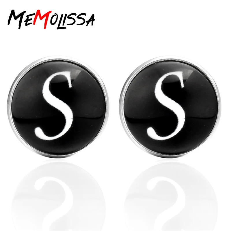 MeMolissa 2018 Новое поступление стеклянные запонки с буквами и кабошоном подарки для