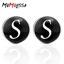 MeMolissa 2018 Новое поступление стеклянные запонки с буквами и