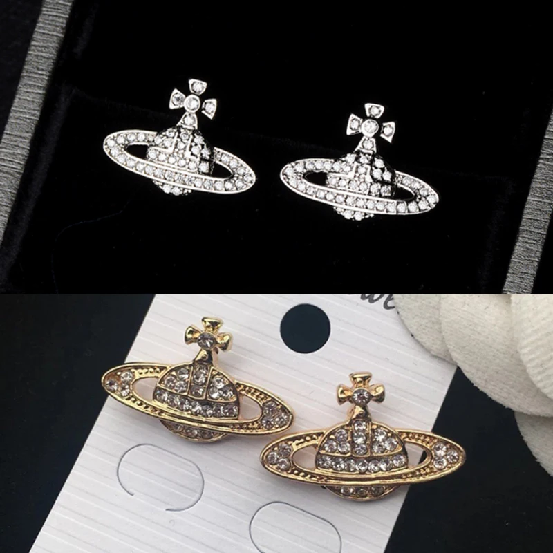 2 пар/упак. шикарные серьги-гвоздики со стразами в форме спутника женские