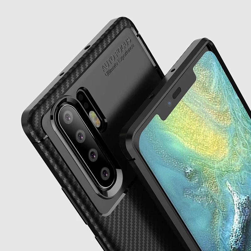 Для huawei P30 Pro Чехол из углеродного волокна ударопрочный Задняя накладка чехла ТПУ
