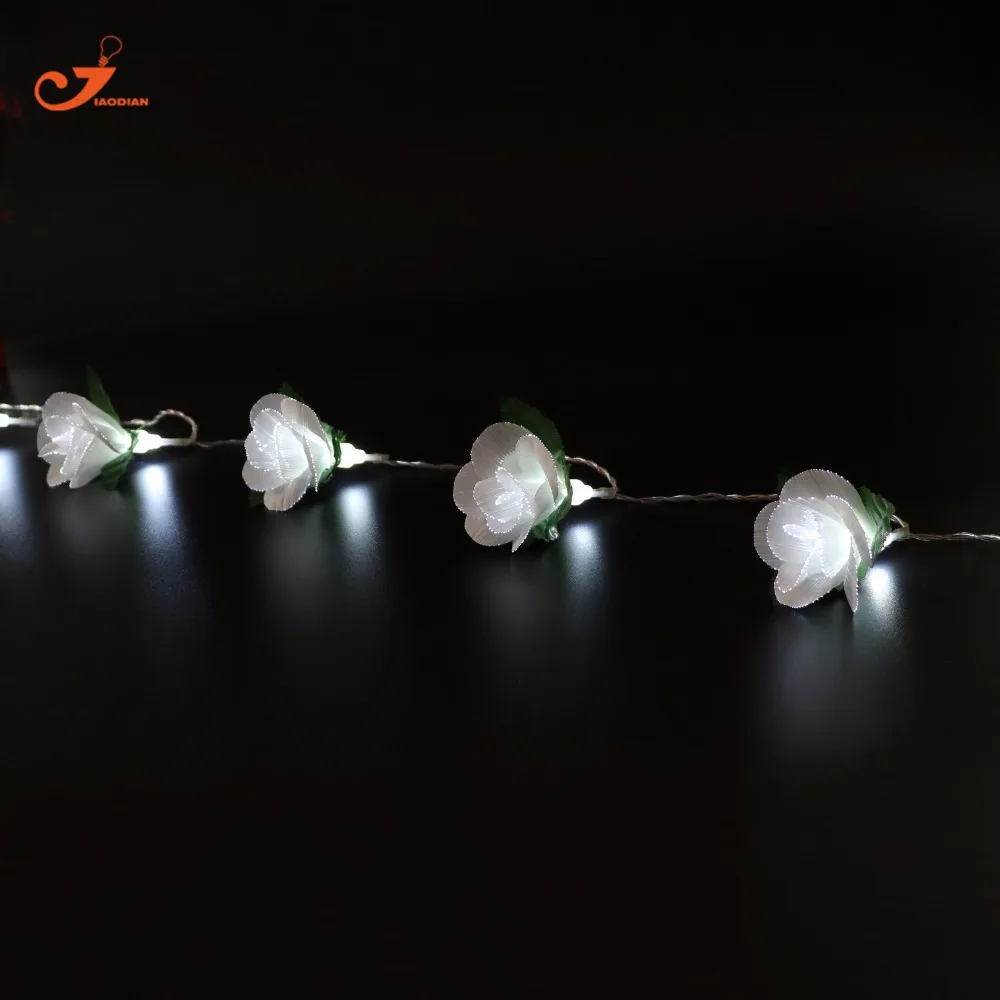 Белая Роза Строка сказочных огней 10 шт. цветок LED освещение праздника украшение