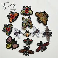 sequins bee hornet mixture hot melt adhesive patches insect embroidered iron on patch for clothes badges sewing bag pant sticker