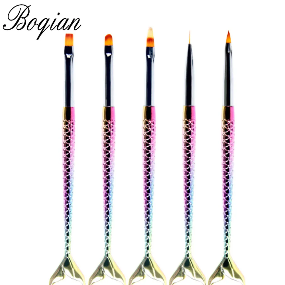 BQAN 5Style Mermaid Honeycomb Handle Nail Art Acrylic UV Gel Extension Brush Flower Design Drawing Painting Pen Set G | Красота и