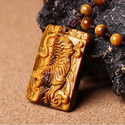 Натуральный JADESt кулон с тигриным глазом Камень Тигр тигром qingshi круглые бусы