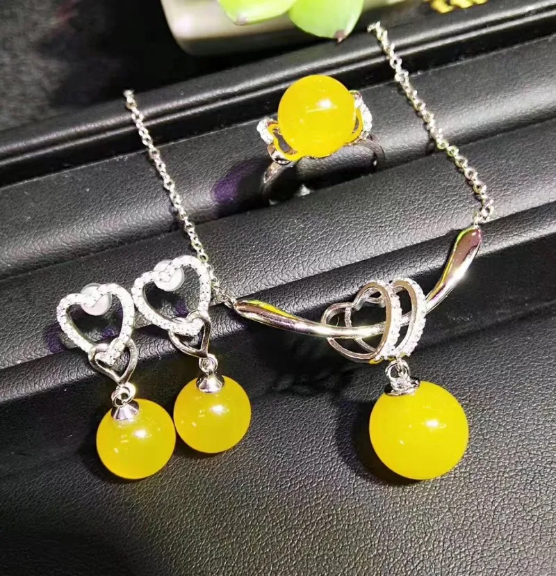 Подвески из натурального халцедона сердца искусственной цепи круглые бусины