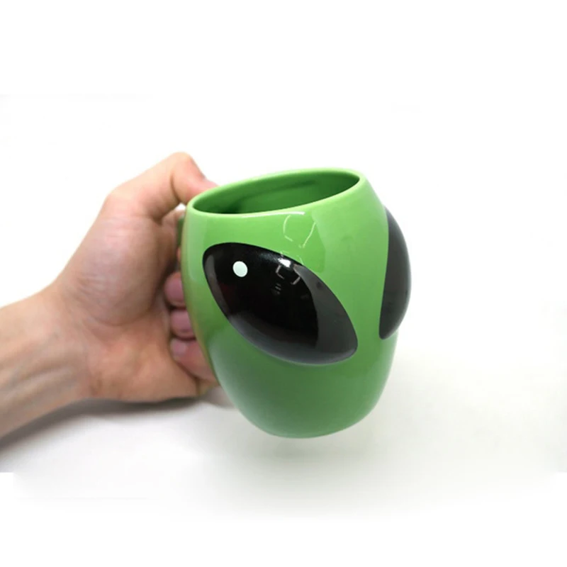 Tazas de café creativas de Alien verde, exquisita taza de cerámica de alien, tazas de porcelana con personalidad, divertida taza de té, regalo de té