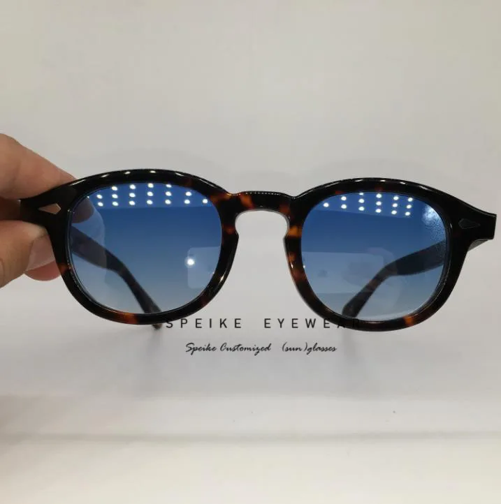 Tortoise frame SPEIKE по индивидуальному заказу, высокое качество, синие градиентные солнцезащитные очки» Джонни Деппом Lemtosh Стиль очки можно носить близорукости очки 44/46/49 мм - Цвет линз: Tortoise frame