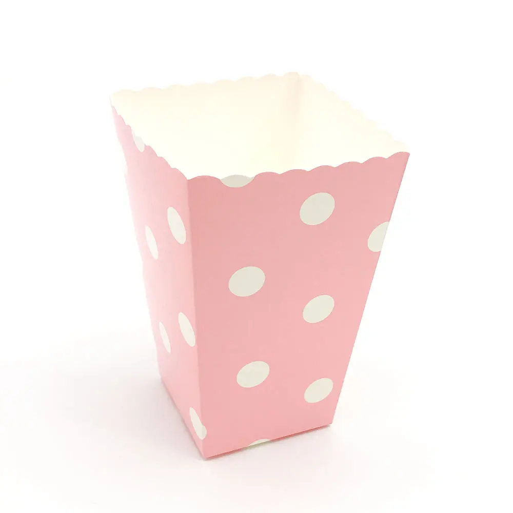 Pink Dot 12 шт. в полоску и горошек коробка для попкорна для День рождения украшения Поставки Candy бар Свадебный декор Baby Shower конфеты подарочной коробке для детей - Цвет: Pink Dot