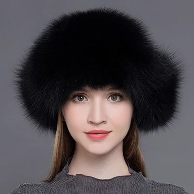 Black Magier, женские меховые шапки, натуральный мех енота и лисы, русская ушанка, зимние теплые уши, модные шапки-Бомберы, Новое поступление, MZW009 - Цвет: Black