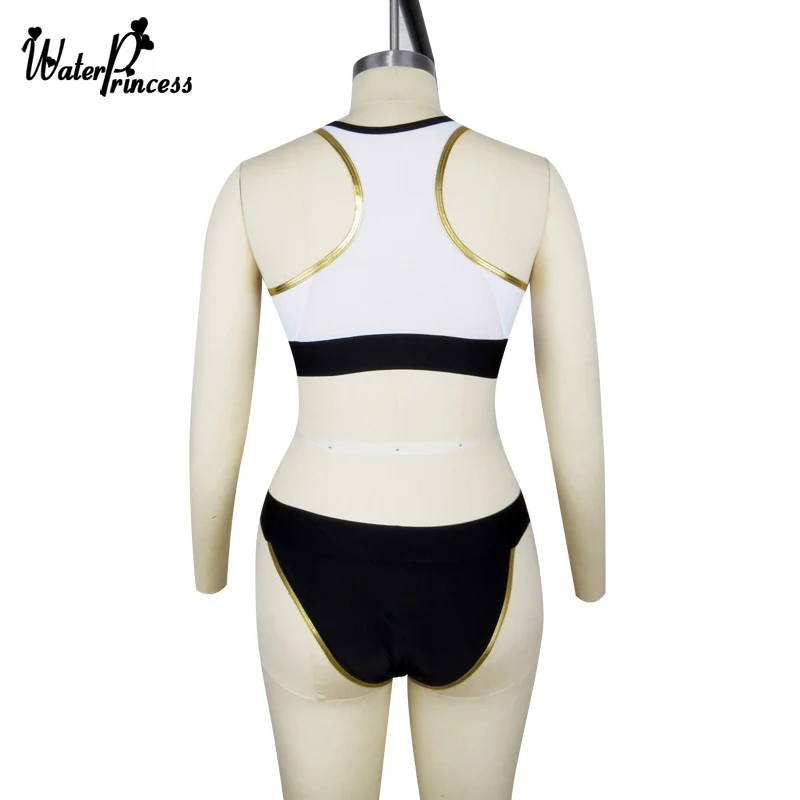 White Mess Sexy Female Two-Piece Bikini 2017 New Push Up High Neck Waist Hollow Women Swimsuit Monokini Brazillian Tankini |