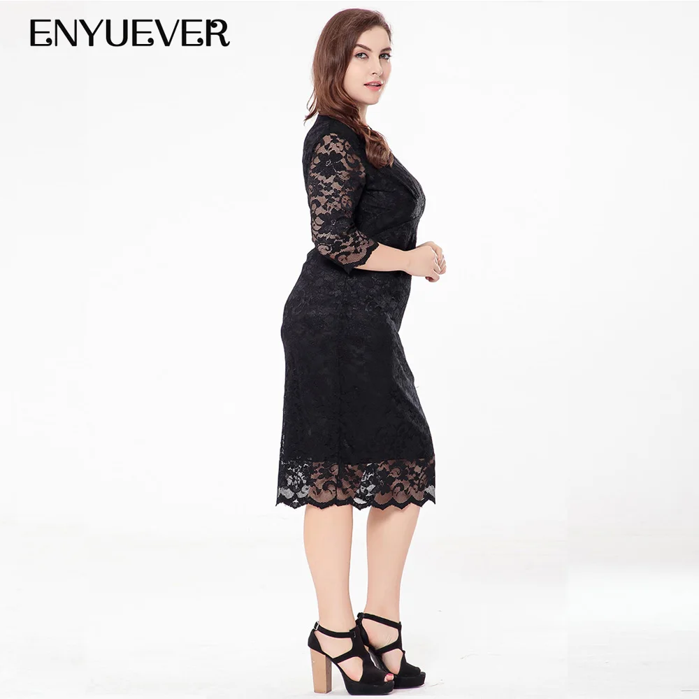 Enyuever плюс Размеры Офисные наряды для Для женщин 5XL 6XL Осень Элегантный Половина