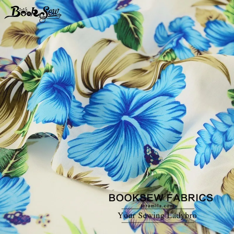 Booksew 100% хлопок поплин Ткань синий цветок конструкции высокой плотности Жир
