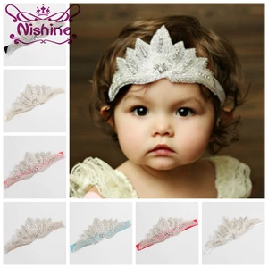 Модная Детская повязка на голову Nishine с цветами в виде крыльев Стразы, корона для девочек, вечерняя повязка для волос, блестящие свадебные аксессуары для волос, реквизит для фото