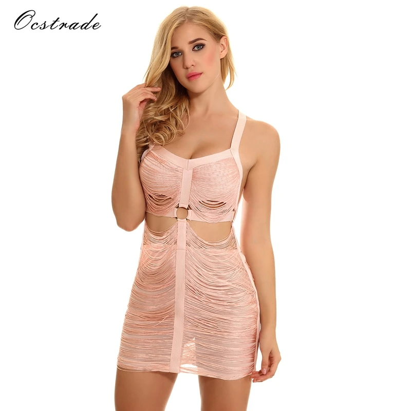 Ocstrade высококачественное женское модное платье с открытой спиной летнее облегающее платье с бахромой