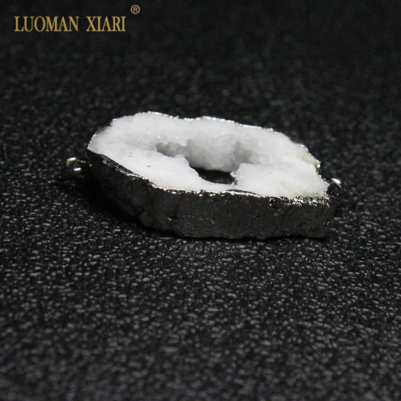 Оптовая продажа 2 круг натуральный уникальный кристалл Drusy серебряное покрытие
