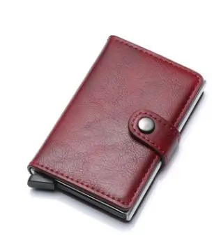 Red Credit card case Автоматический кредитный держатель для карт s бизнес мужской чехол для ID карты модный RFID держатель для карт алюминиевые кошельки для банковских карт - Цвет: Red Credit card case