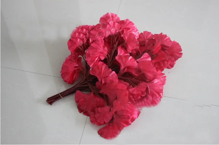 

12pcs 60cm Hot Pink Maidenhair Ginkgo Biloba Tree Leaf Leaves Branch Silk Artificial For Wedding Home Office Hotel Decoration