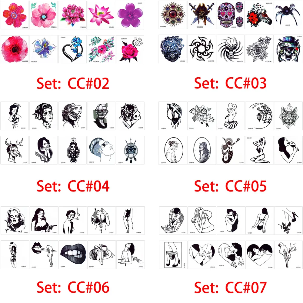 glaryyears 6*6cm 10 Pieces/lot Temporary Tattoo Stickers Beauty Body Makeup Waterproof Halloween Art Bloody Cool Absurd Tattoos | Красота и