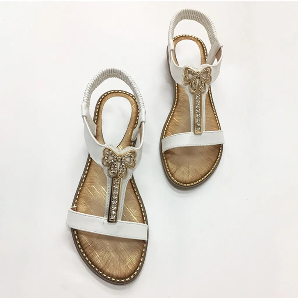 Лето Бабочка буровой ковш сандалии Для женщин Женская пляжная обувь на плоской