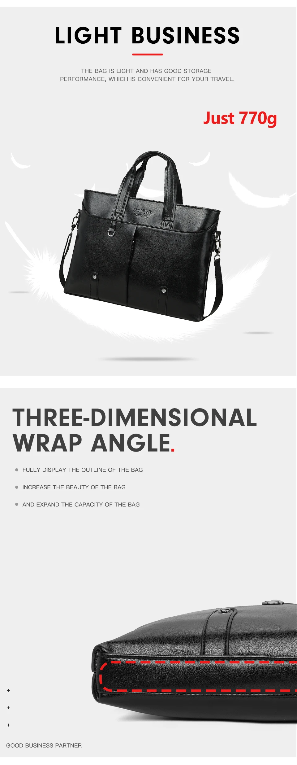 VICUNA POLO Casual Business Leather Briefcase For Men Classic Design Men's Laptop Handbag Side Crossbody Shoulder Bags