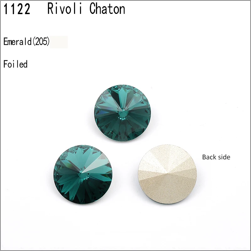 Emerald F (205) 1 шт.) с украшением в виде кристаллов от Swarovski 1122 круглые Rivoli камня(без отверстия) фольгированная Австрия Стразы для бижутерии, материал для рукоделия - Цвет: Emerald F (205)