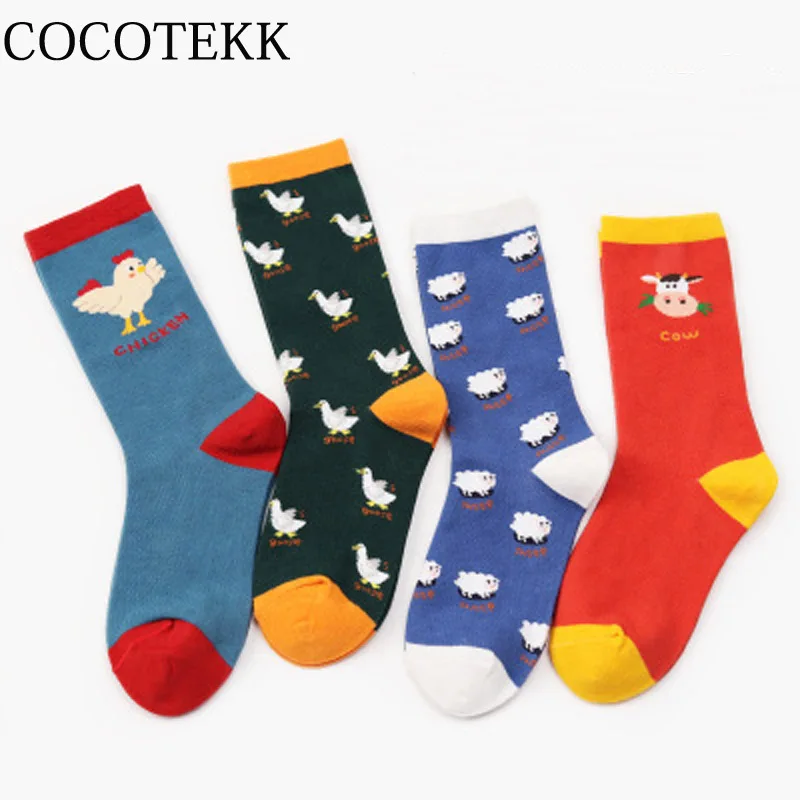 COCOTEKK новые милые жаккардовые носки с рисунками животных женские хлопковые