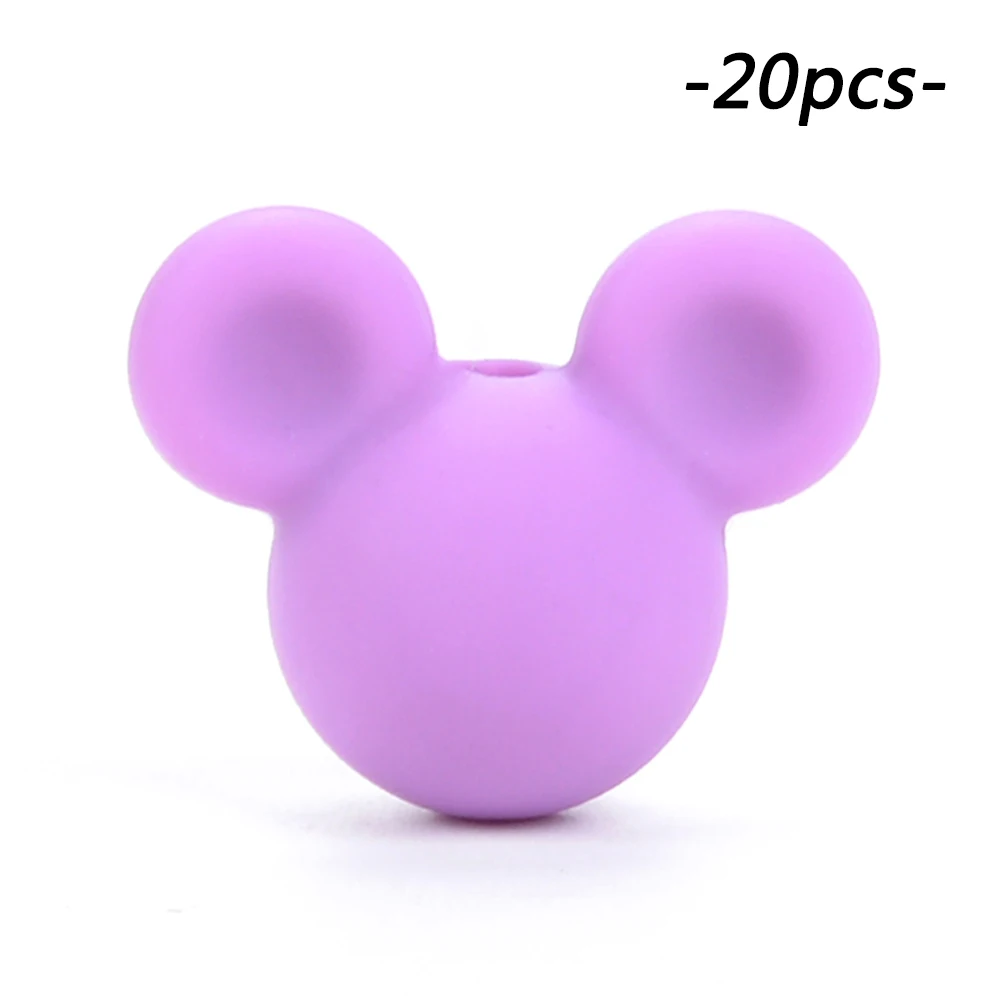 medium purple LOFCA/, 20 шт./партия, силиконовые бусины в форме Микки, BPA, бесплатные Прорезыватели для зубов держатель соски для кормления ребенка - Цвет: medium purple
