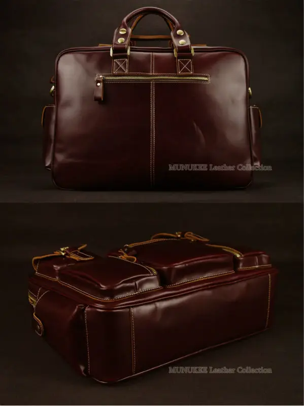 New 2018 Luxury Genuine Leather men briefcase business bag tote men's leather briefcase shoulder bag 15
