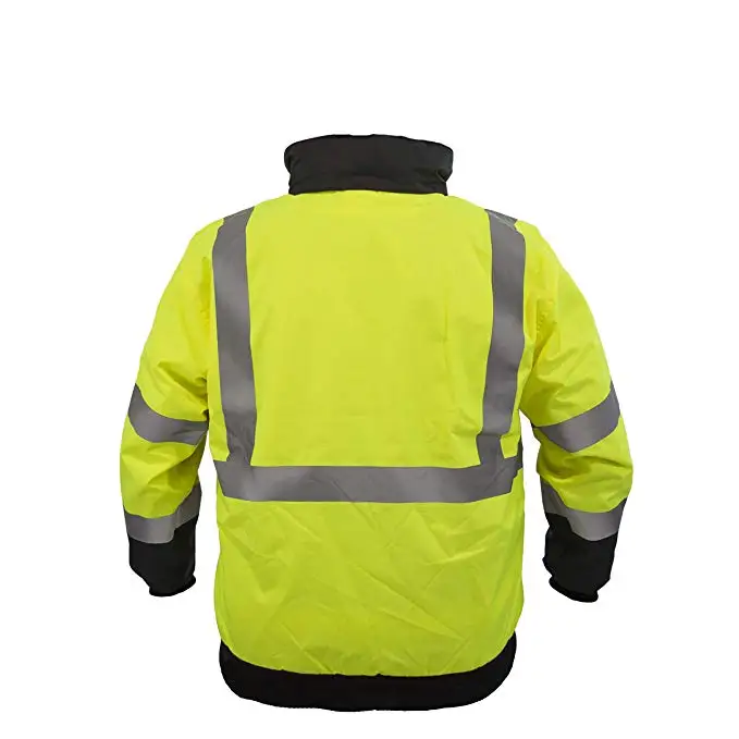 

Autumn/Winter Zipper High Visibility Waterproof Bomber Jacket With Rip Stop Safety Workwear Clothing Reflective Working Clothes