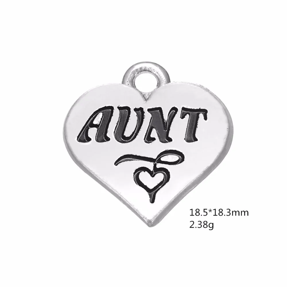 50 шт./лот серебряные подвески в виде тети форме сердца ювелирные изделия DIY