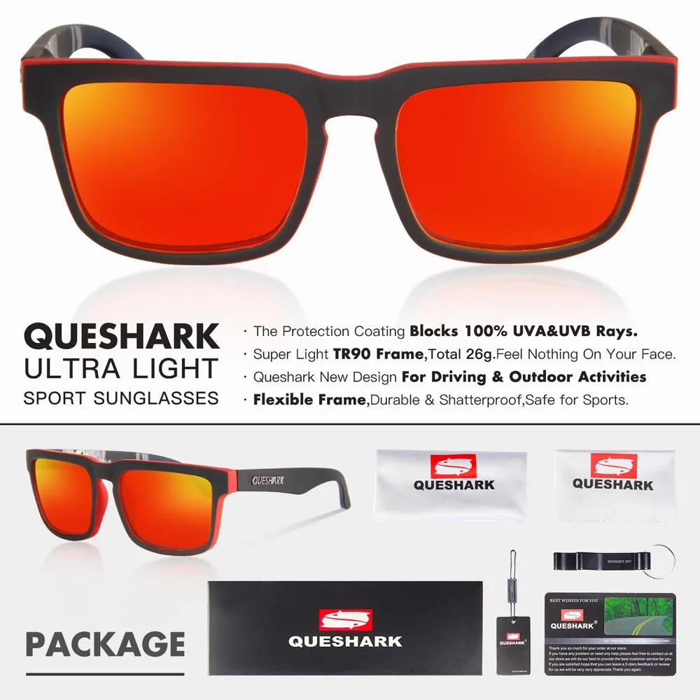 02 QUESHARK TR90 с принтом рамки поляризованные походные солнцезащитные очки Uv400 Кемпинг Рыбалка очки спортивные очки - Цвет: 02