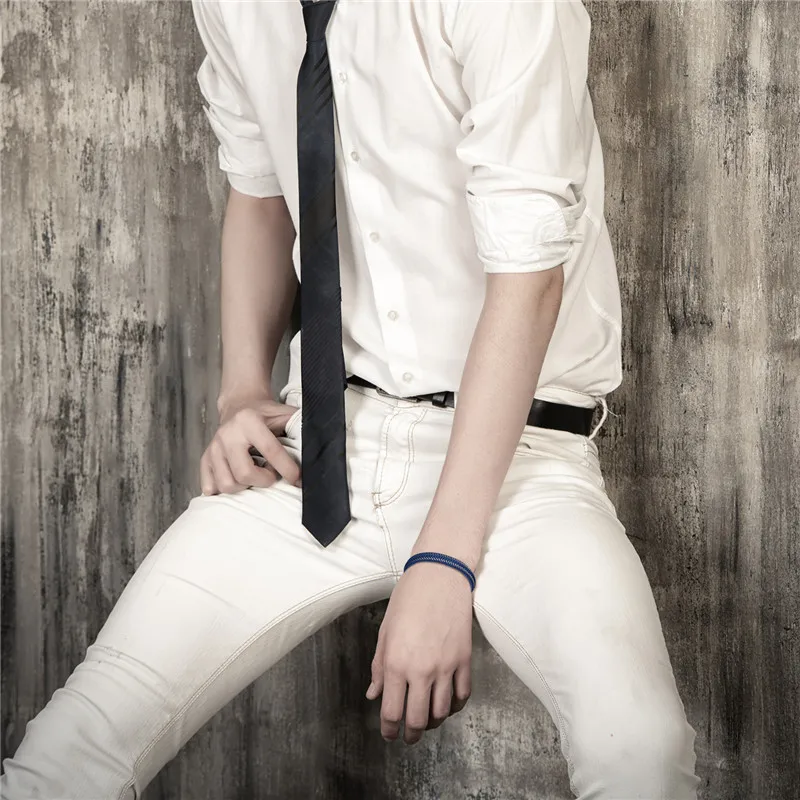 

Boniskiss New Rock Bracelets & Bangles Stainless Steel Leather Bracelet Men Jewelry Punk Men Bracelet Blue Fashion Bracelet