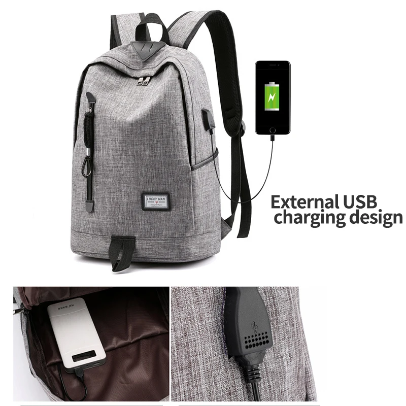Usb зарядка Рюкзак для ноутбука мужской Оксфорд хаки большой колледж Ветер старшеклассник рюкзак женский школьный мешок большой рюкзак