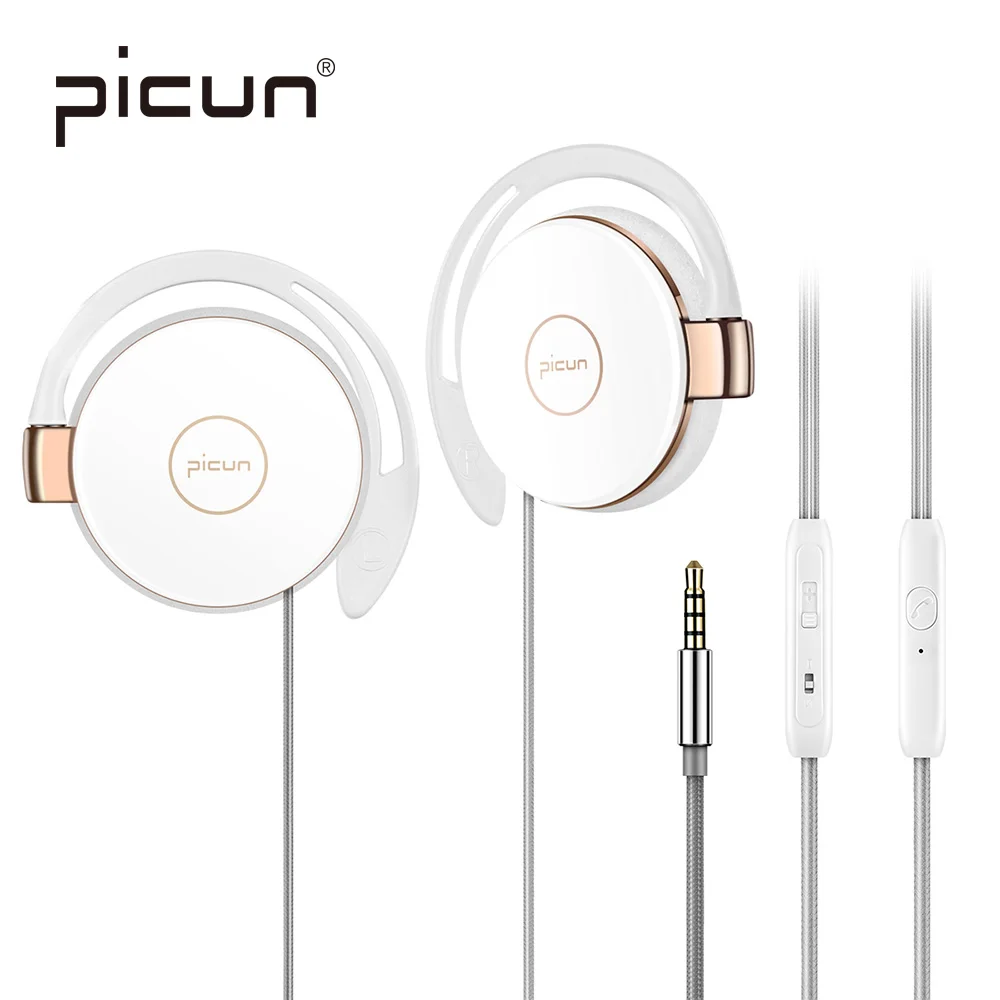Picun спортивные наушники проводные стерео Hi Fi Ушные крючки С микрофоном для
