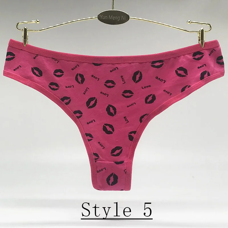 Style 5 1 шт., женские стринги и стринги с рисунком губ, модные Соблазнительные розовые сексуальные комфортные трусики из «дышащей» ткани, хлопковое нижнее белье для женщин - Цвет: Style 5