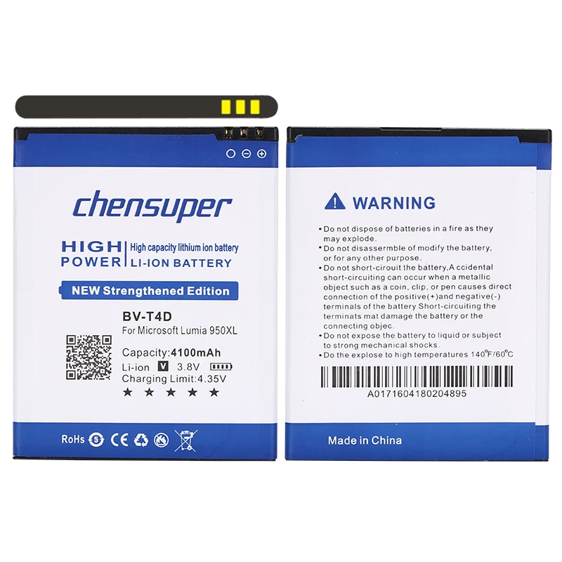 Аккумулятор chensuper 4100 мА · ч BV-T4D для Nokia Microsoft Lumia 950 XL Citroen 940 RM-1118 RM-1116 BVT4D | Мобильные