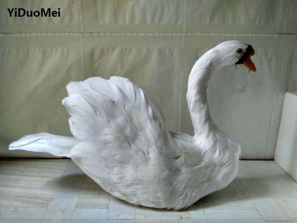 

artificial swan model foam&feathers white swan large 40x30cm bird handicraft prop home garden decoration gift p2556