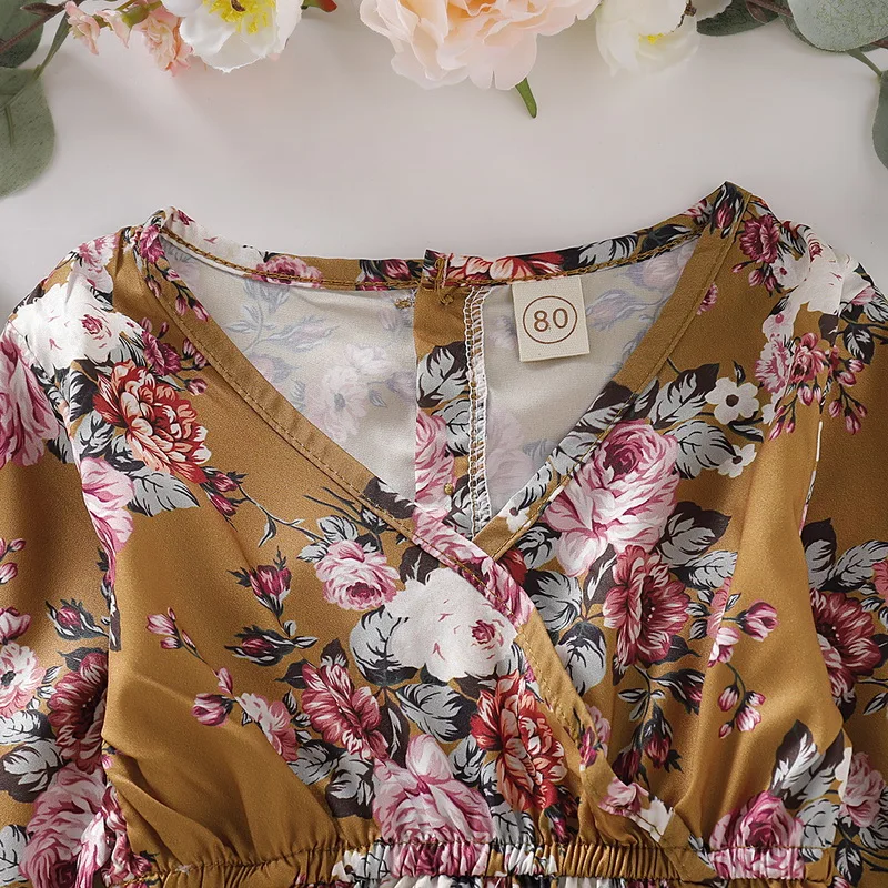 Комбинезон с цветочным рисунком; одежда для маленьких девочек; roupa infantil; для детей 1-4 лет