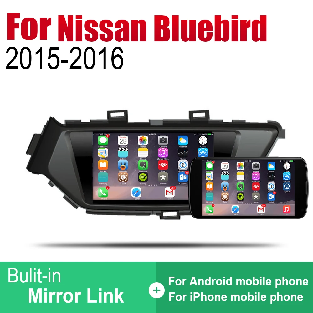 For Nissan Bluebird 2015~2016 Car Audio Video Multimedia Player Multi-Touch Screen Head Unit GPS Navigation System Radio Stereo |