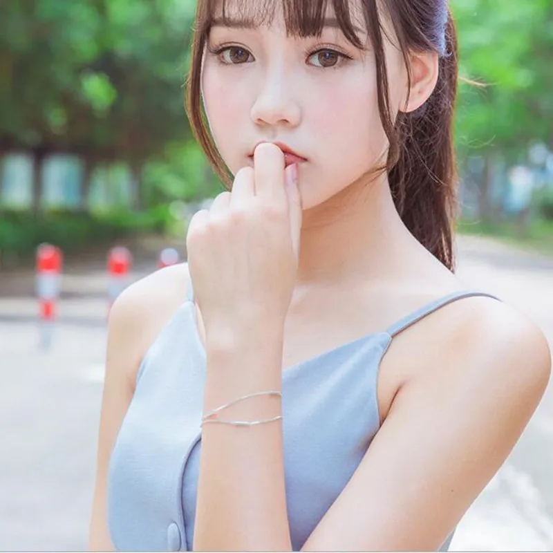 

Personality New Art 925 Sterling Silver Jewelry Female Simple Bar Round Stick Double High-quality Popular Bracelet SB3