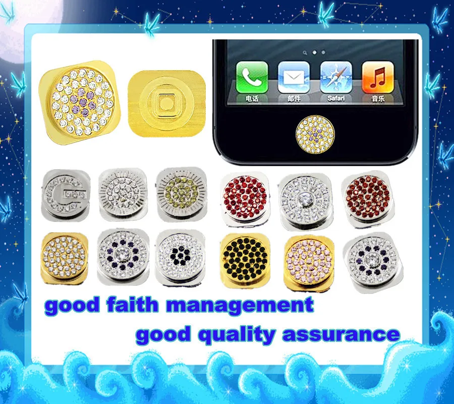 Freeshipping New Swarovski style luxury diamond home button for iphone 5 5G function keys color gold or sliver. | Мобильные телефоны