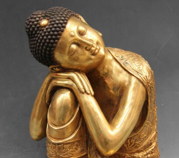 1469 Китайская народная Бронза Медь медитации Шакьямуни Амитабха Будды статуя |