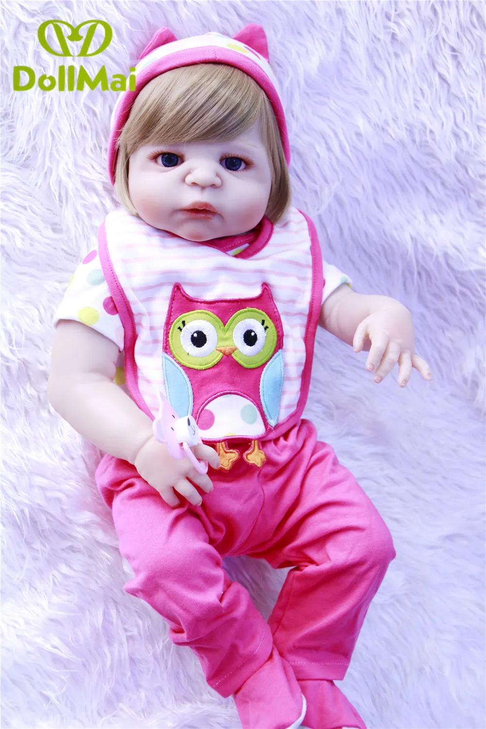 

23" Gold Hair Bebes Reborn De Silicone 57 Cm Fashion Reborn Baby Doll Realistic Newborn Doll Toy For Girl Kids Gift Can Bathe