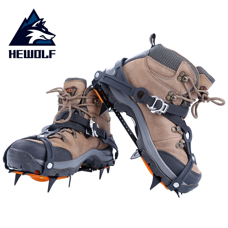 Hewolf 10-Teeth Crampon Manganese Steel Ice Gripper Crampons Snow Board For Skiing Climbing Anti Slip Cleats Outdoor Tools | Спорт и