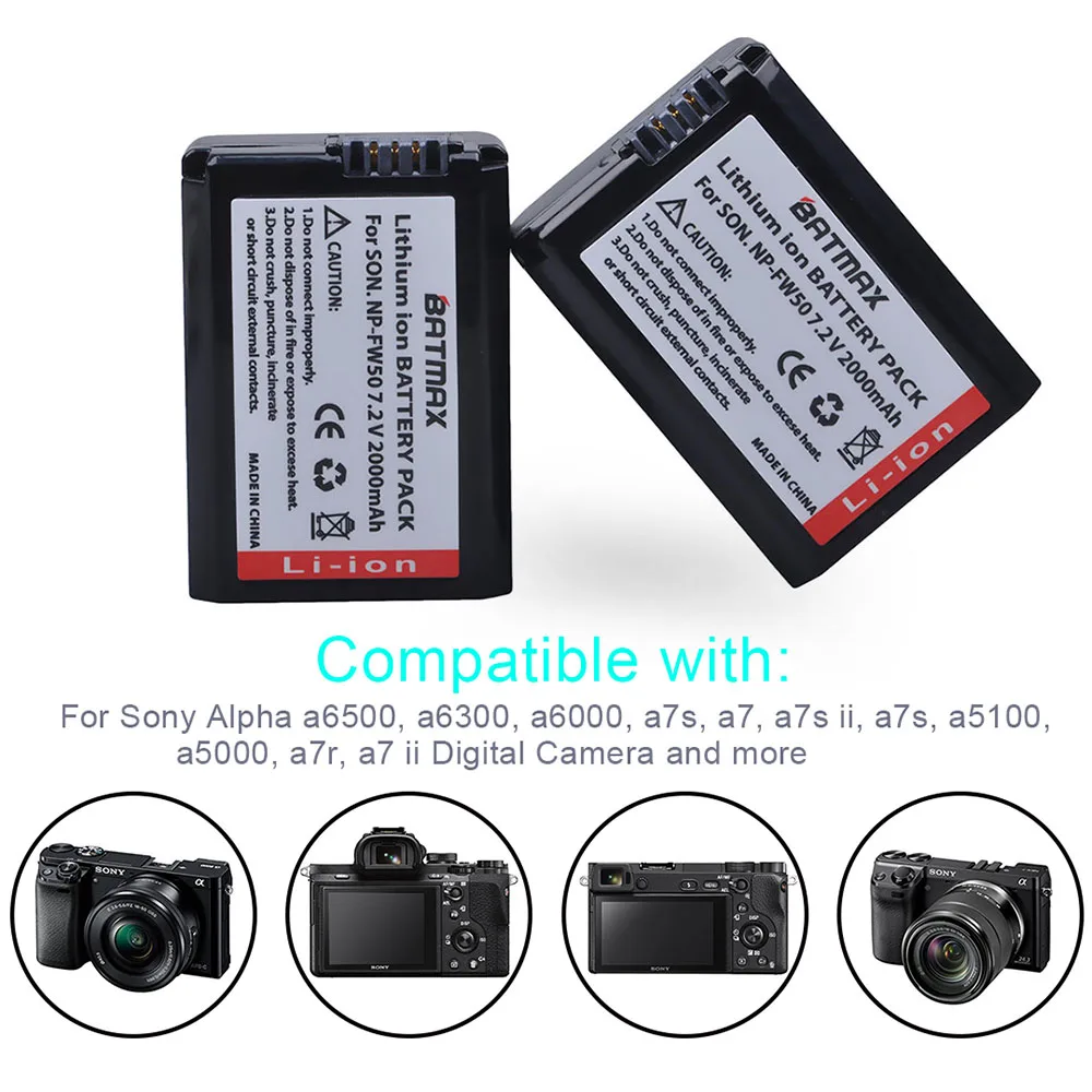 Аккумулятор Batmax NP FW50 np fw50 + двойное зарядное устройство USB с ЖК дисплеем и кабелем