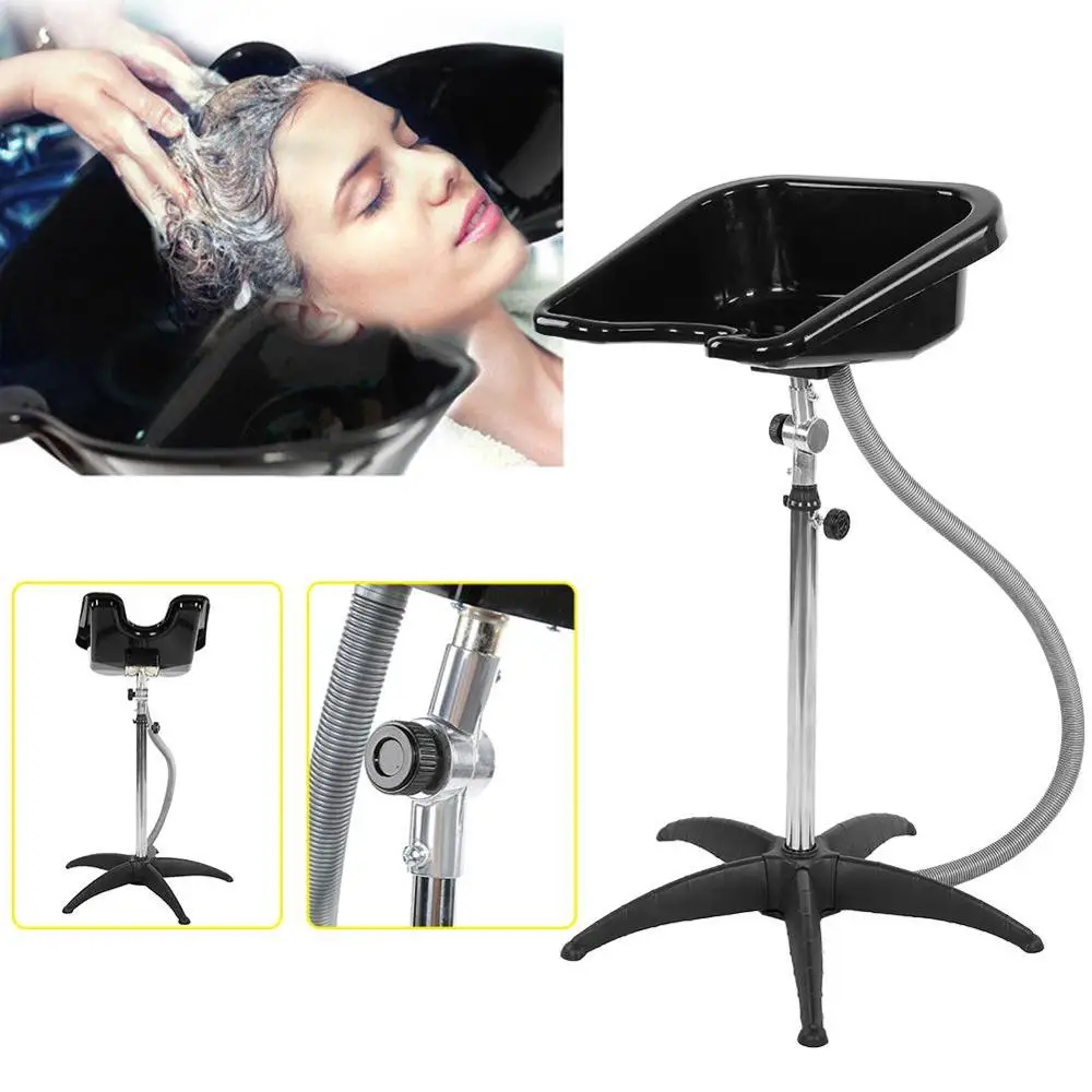Salon Hair Basin Barber Backwash Stainless Steel Shampoo Hair Treatment Adjustable Height Hair Styling Barber Shampoo Bowl